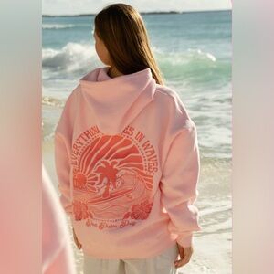 Pink palm puff hoodie